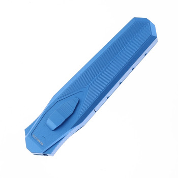 Remette Swordfish Folding Knife Light Blue Aluminum Handle S35VN Reverse Tanto Plain Edge Stonewash Finish ZL103D8