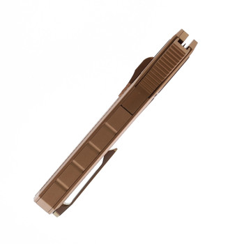 Remette Swordfish Folding Knife Brown Aluminum Handle S35VN Clip Point Sandblast Finish ZL103D9