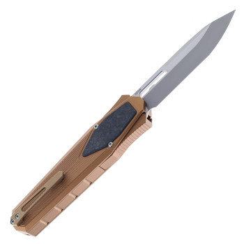 Remette Swordfish Folding Knife Brown Aluminum Handle S35VN Reverse Tanto Sandblast Finish ZL103D11