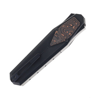 Remette Swordfish Folding Knife Black Aluminum Handle S35VN Spear Point Plain Edge Black Titanium Coated/Stonewash Finish ZL103D16