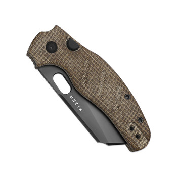 Kizer C01C 2.9 Folding Knife Brown Norplex UltreX Micarta Handle ELMAX Sheepsfoot Plain Edge Matte DLC Ultra Finish Ki3488.29BSA2