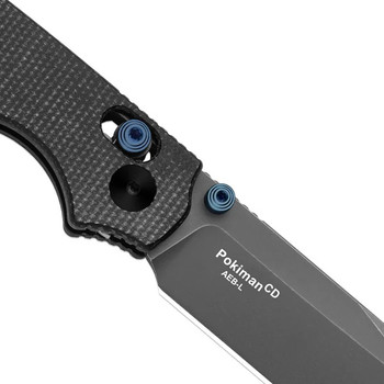 Kizer Pokiman CD Folding Knife Black Micarta Handle AEB-L Drop Point Plain Edge Gray Stonewash Finish V3789A1