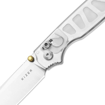 Kizer Pokiman CS Folding Knife White Acrylic Handle AEB-L Sheepsfoot Plain Edge Satin Finish V3789A5