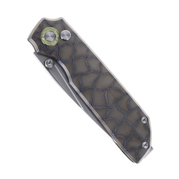 TwoSun Folding Knife Fire Titanium Handle K110 Plain Edge Stonewash Finish TS588-K110-Fire