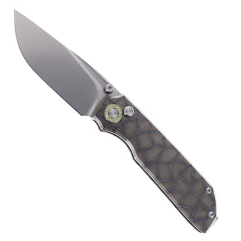 TwoSun Folding Knife Fire Titanium Handle K110 Plain Edge Stonewash Finish TS588-K110-Fire