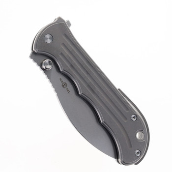TwoSun Folding Knife Titanium Handle Leaf Blade S90V Plain Edge TS458-S90