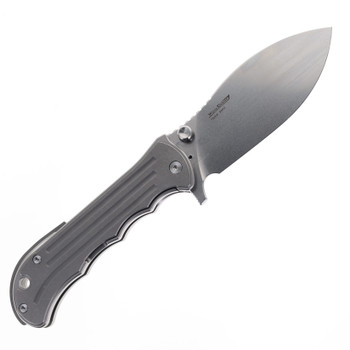 TwoSun Folding Knife Titanium Handle Leaf Blade S90V Plain Edge TS458-S90