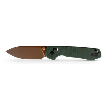 Vosteed Raccoon Folding Knife Green Micarta Handle 14C28N Drop Point Plain Edge Copper Dune Finish A0540