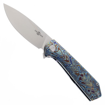 TwoSun Folding Knife Timascus Handle M390 Plain Edge TS223-M390-Timascus