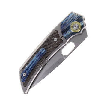 TwoSun Folding Knife Titanium/Micarta/Color Tidama Handle M390 Plain Edge TS142-M390-SOLID-TIMASCUS