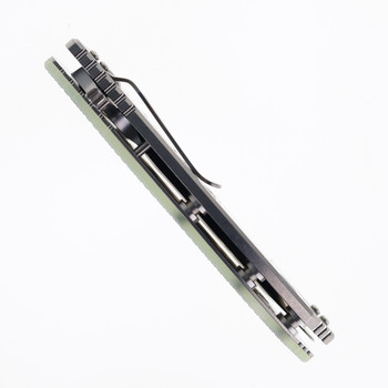 Hinderer Knives XM-24 Harpoon Spanto Blade Folding Knife Translucent Green G10 Stonewashed Finish Titanium Handle Stonewashed S45VN Blade