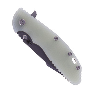 Hinderer Knives XM-24 Harpoon Spanto Blade Folding Knife Translucent Green G10 Stonewashed Finish Titanium Handle Stonewashed S45VN Blade