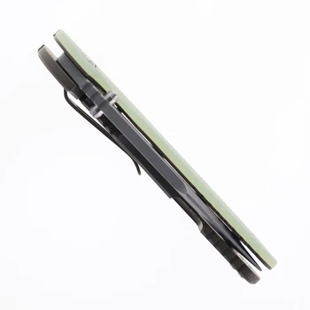 Hinderer Knives XM-24 Harpoon Spanto Blade Folding Knife Translucent Green G10 Battle Bronze Titanium Handle Working Finish S45VN Blade