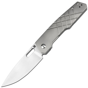 Artisan Blasted Bishop Folding Knife Gray Titanium Handle S90V Plain Edge Sand Polish Finish 1874G-GY