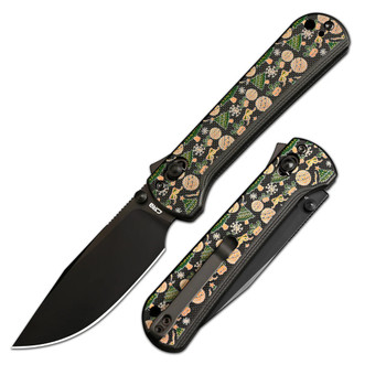 CJRB Bolt Folding Knife Decked Halls G10 Handle AR-RPM9 Drop Point Plain Edge Black PVD Finish J1960M-BBK