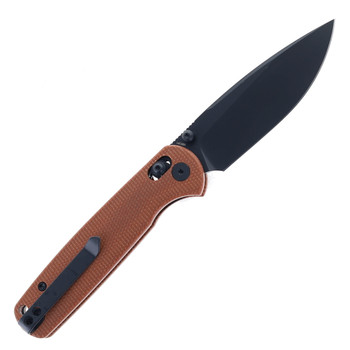 WIXCO Drax Folding Knife Brown Micarta Handle 14C28N Drop Point Plain Black Blade WX10-A