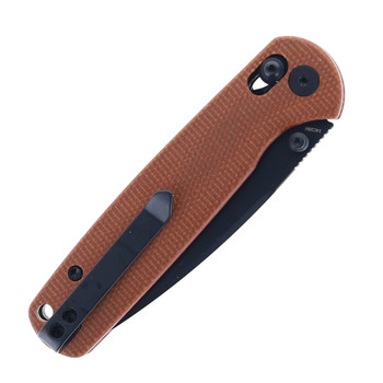 WIXCO Drax Folding Knife Brown Micarta Handle 14C28N Drop Point Plain Black Blade WX10-A