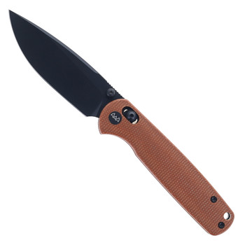 WIXCO Drax Folding Knife Brown Micarta Handle 14C28N Drop Point Plain Black Blade WX10-A
