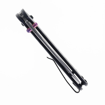 WIXCO Folding Knife Purple Shredded Carbon Fiber Handle 14C28N Plain Edge Stonewash Finish WX10-ENV