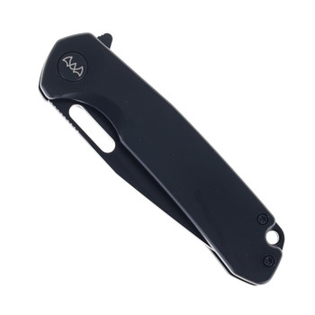 WIXCO Pexston Folding Knife Black Aluminum Handle 14C28N Plain Black Blade WX12-A