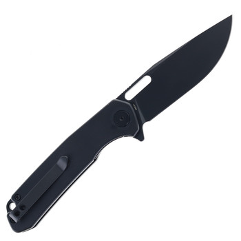 WIXCO Pexston Folding Knife Black Aluminum Handle 14C28N Plain Black Blade WX12-A