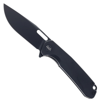WIXCO Pexston Folding Knife Black Aluminum Handle 14C28N Plain Black Blade WX12-A