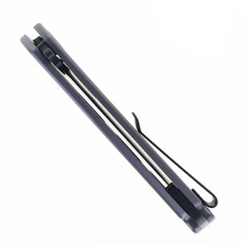 WIXCO Pexston Folding Knife Grey Aluminum Handle 14C28N Plain Black Blade WX12-B