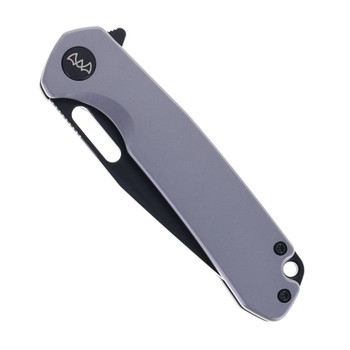 WIXCO Pexston Folding Knife Grey Aluminum Handle 14C28N Plain Black Blade WX12-B