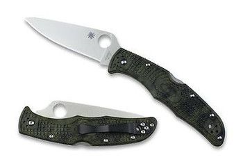 Spyderco Endura Folding Knife Plain Edge Zome Green FRN Handle C10ZFPGR