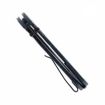 WIXCO Wortex Folding Knife Sky Blue Shredded Carbon Fiber Handle 14C28N Plain Edge Black Stonewash Finish WX16-C