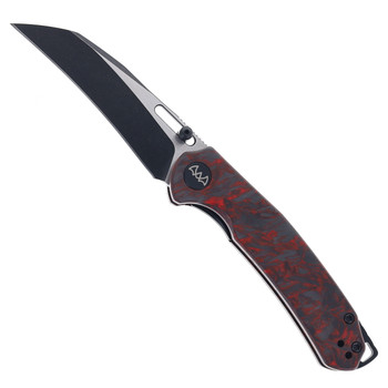 WIXCO Folding Knife Luminous Red Shredded Carbon Fiber Handle 14C28N Plain Edge Stonewash/Satin Finish WX16-E