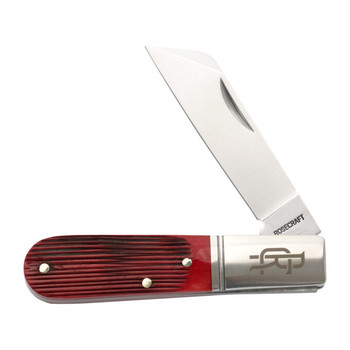 RoseCraft Blades Beaver Creek Folding Knife Barlow Red Barnboard Jigged Bone Handle D2 Sheepsfoot Plain Edge RCT006-RBJ