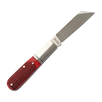RoseCraft Blades Beaver Creek Folding Knife Barlow Red Barnboard Jigged Bone Handle D2 Sheepsfoot Plain Edge RCT006-RBJ