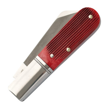 RoseCraft Blades Beaver Creek Folding Knife Barlow Red Barnboard Jigged Bone Handle D2 Sheepsfoot Plain Edge RCT006-RBJ