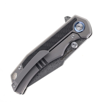 SixLeaf Folding Knife Titanium/Carbon Fiber Handle Damascus-VG10 Plain Edge SL-89