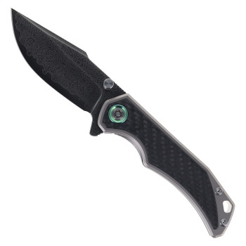SixLeaf Folding Knife Titanium/Carbon Fiber Handle Damascus-VG10 Plain Black Blade SL-89