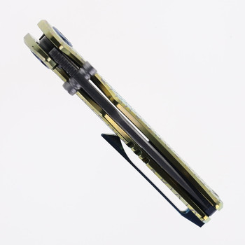 SixLeaf Folding Knife Gold Titanium Handle Damascus/VG10 Plain Edge SL-90