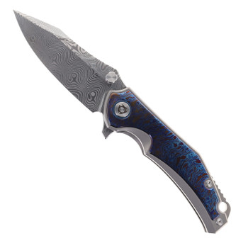 SixLeaf Folding Knife Fire Titanium Handle RWL34+PMC27 Plain Edge SL-73