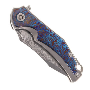 SixLeaf Folding Knife Fire Titanium Handle RWL34+PMC27 Plain Edge SL-73