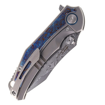 SixLeaf Folding Knife Fire Titanium Handle RWL34+PMC27 Plain Edge SL-73