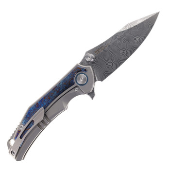 SixLeaf Folding Knife Fire Titanium Handle RWL34+PMC27 Plain Edge SL-73