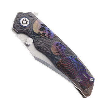 SixLeaf Folding Knife Skeleton Clown Titanium Handle 10Cr15Mov Plain Edge SL-91