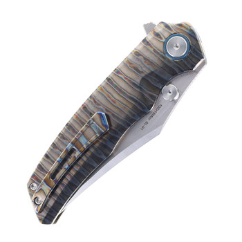 SixLeaf Folding Knife Fire Titanium Handle 10Cr15Mov Plain Edge SL-91 