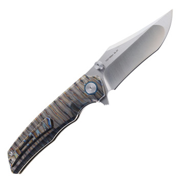 SixLeaf Folding Knife Fire Titanium Handle 10Cr15Mov Plain Edge SL-91 