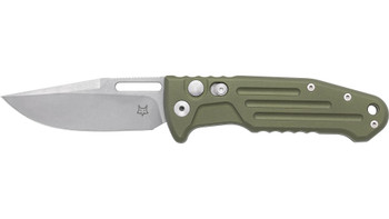 Fox New Smarty Automatic Knife OD Green Aluminum Handle N690 Plain Edge Stonewash Finish FA-503 ALOD