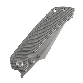 Kansept Fenrir Folding Knife Beadblast Titanium Handle S35VN Wharncliffe Plain Edge Satin Finish K1034C1