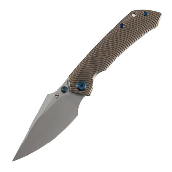 Kansept Fenrir Folding Knife Bronze Titanium Handle S35VN Wharncliffe Plain Edge Satin Finish K1034C2