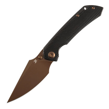 Kansept Fenrir Folding Knife Blackwash Titanium Handle S35VN Wharncliffe Plain Edge Rose Gold Finish K1034C3