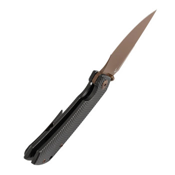 Kansept Fenrir Folding Knife Blackwash Titanium Handle S35VN Wharncliffe Plain Edge Rose Gold Finish K1034C3