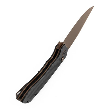 Tenable Entity Folding Knife Black Aluminum Handle 14C28N Drop Point Plain Edge Rose Gold Finish B1036F1